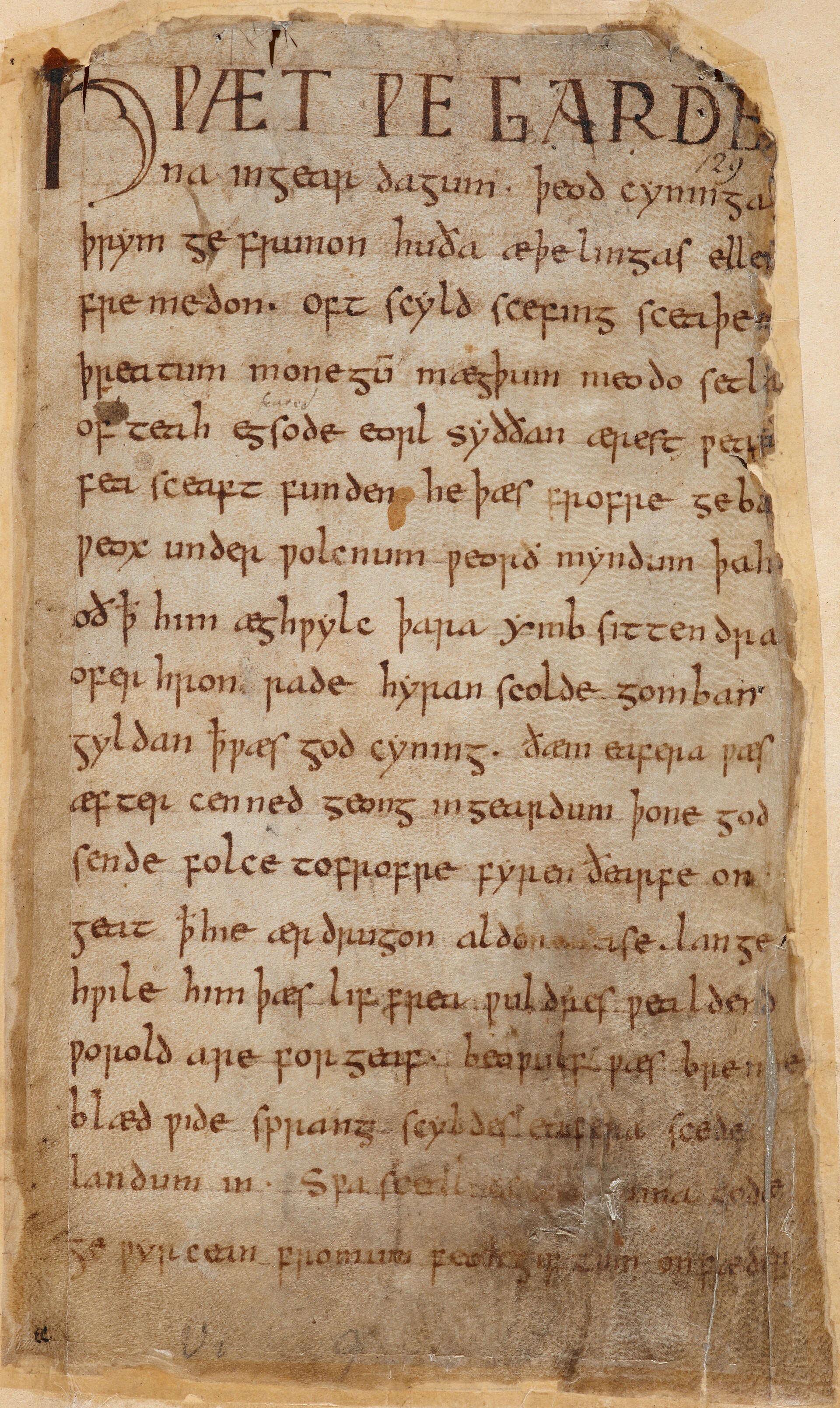 Beowulf, the first page (“Hwæt”)